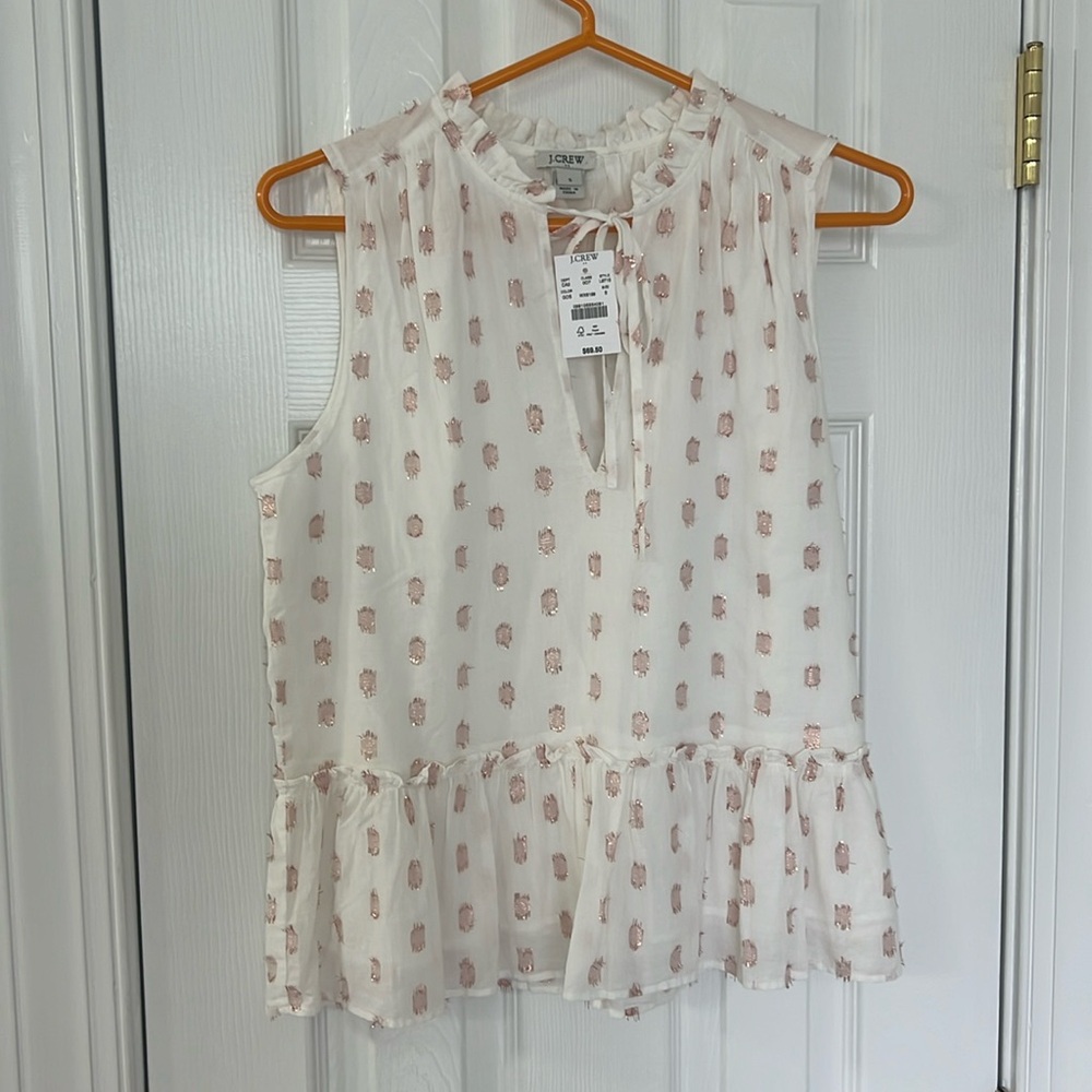 J.Crew NWT sparkly cotton sleeveless blouse. Size small . Gorgeous !!